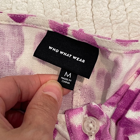 Who What Wear Midi Dress Women's M Linen Rayon Puff Sleeve Button Front - Picture 7 of 14